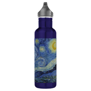 The Starry Night, oil painting, Vincent Van Gogh Stainless Steel Water Bottle