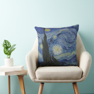The Starry Night, oil painting, Vincent Van Gogh Throw Pillow