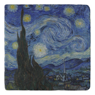 The Starry Night, oil painting, Vincent Van Gogh Trivet