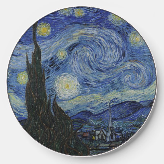 The Starry Night, oil painting, Vincent Van Gogh Wireless Charger (Front)