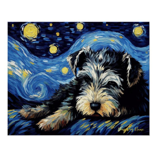 The starry night - Schnauzer Dog 003 - Qian wan Go Poster (Front)