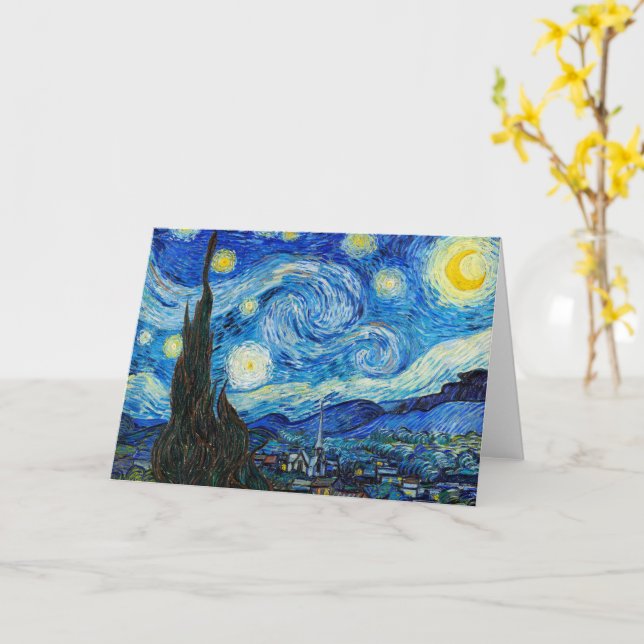 The Starry Night | Van Gogh | Card (Yellow Flower)