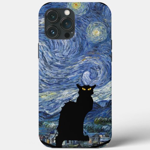 The Starry Night Van Gogh Cat Parody iPhone 13 Pro Max Case