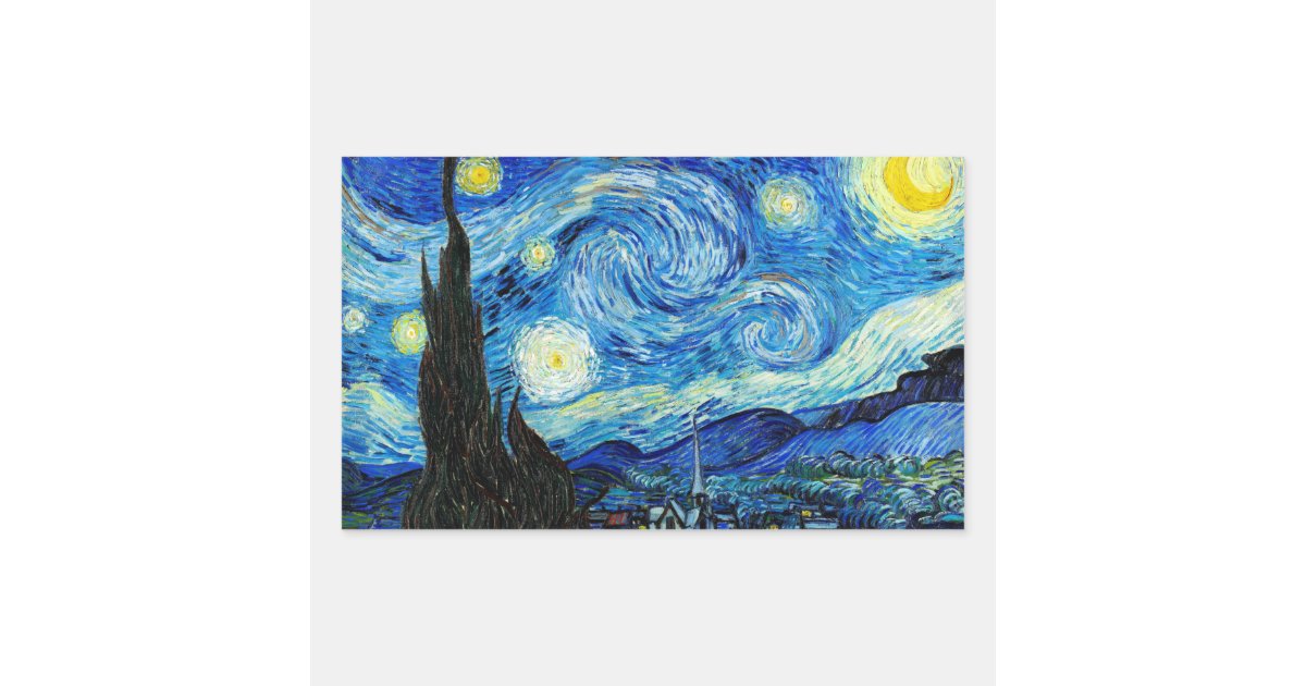 The Starry Night - Van Gogh Rectangular Sticker | Zazzle