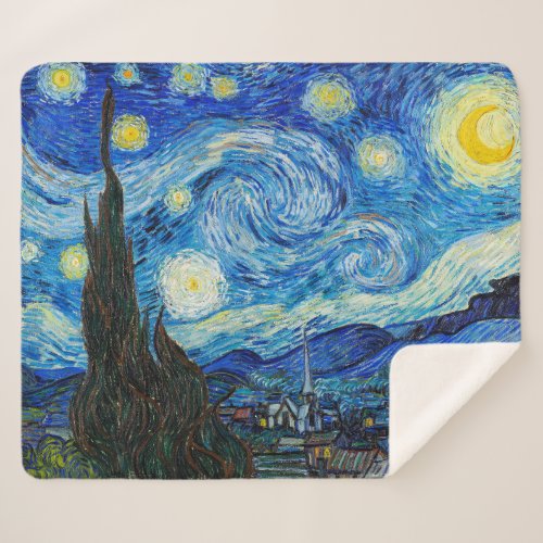 The Starry Night  Van Gogh  Sherpa Blanket