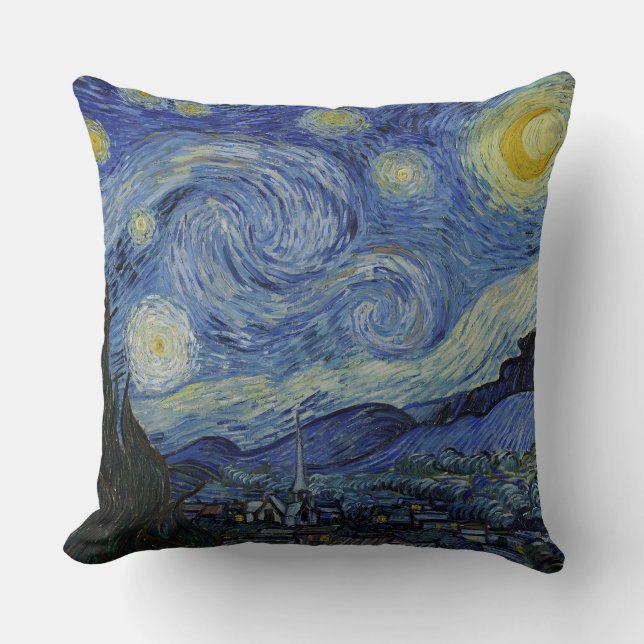 The Starry Night  Vincent van Gogh 1889 Throw Pillow (Front)
