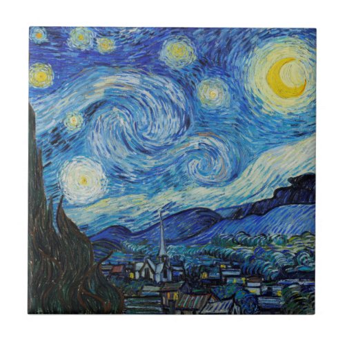 The Starry Night Vincent Van Gogh Ceramic Tile