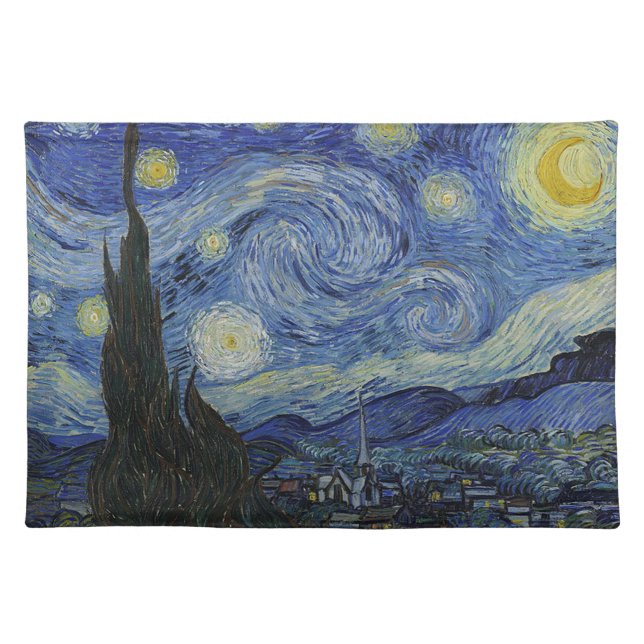 The Starry Night, Vincent Van Gogh Cloth Placemat (Front)