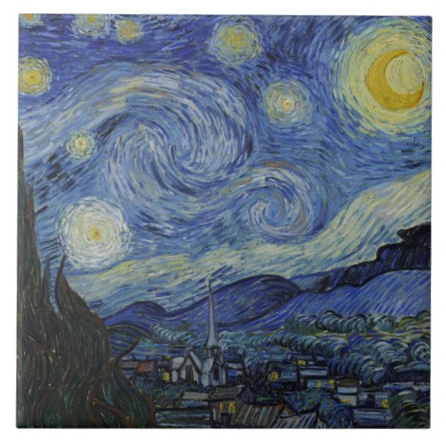 The Starry Night Vincent van Gogh Famous Art Ceramic Tile