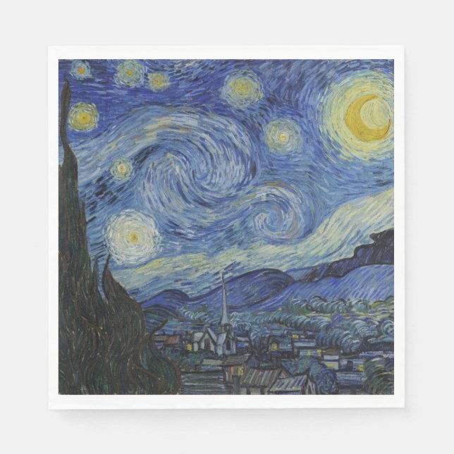 The Starry Night (Vincent van Gogh) (Famous Art) Napkins (Front)