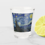 The Starry Night (Vincent van Gogh) (Famous Art) Shot Glass<br><div class="desc">This design features a famous painting by the Dutch Post-Impressionist painter Vincent van Gogh (1853–1890). It depicts the view from the east-facing window of his asylum room at Saint-Rémy-de-Provence, just before sunrise; van Gogh also added an imaginary village to the scene. "The Starry Night" is one of the most recognized...</div>