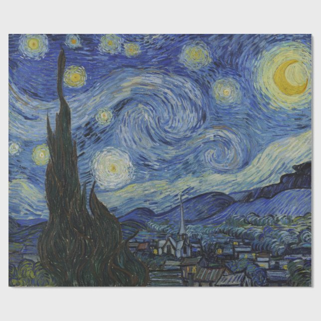 The Starry Night (Vincent van Gogh) (Famous Art) Wrapping Paper (Flat)