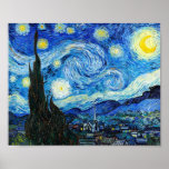 The Starry Night Vincent Van Gogh Landscape Art Poster<br><div class="desc">One of Dutch Post-Impressionist artist Vincent van Gogh's most well-known oil paintings is his Impressionist masterwork "The Starry Night" (1889), a dreamy night landscape painting, is featured on this fine art print poster. Dutch Post-Impressionist artist Vincent van Gogh created an oil painting on canvas titled The Starry Night. It was...</div>