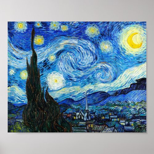 The Starry Night Vincent Van Gogh Landscape Art Poster