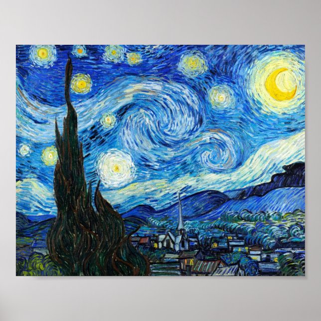 The Starry Night Vincent Van Gogh Landscape Art Poster (Front)