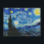 The Starry Night - Vincent Van Gogh Postcard<br><div class="desc">View from the psychiatric hospital at Saint-Rémy-de-Provence (France),  just before sunrise,  with addition of an imaginary village. Oil on canvas (1889) by Dutch painter Vincent van Gogh.</div>
