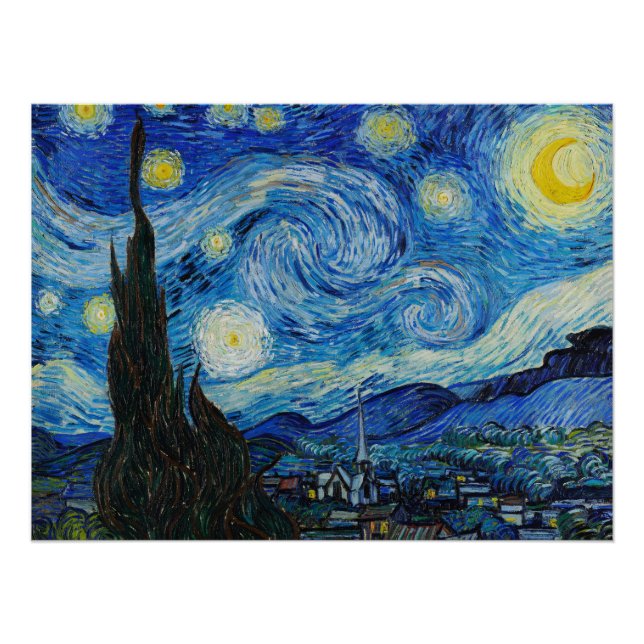 The Starry Night - Vincent Van Gogh Poster (Front)
