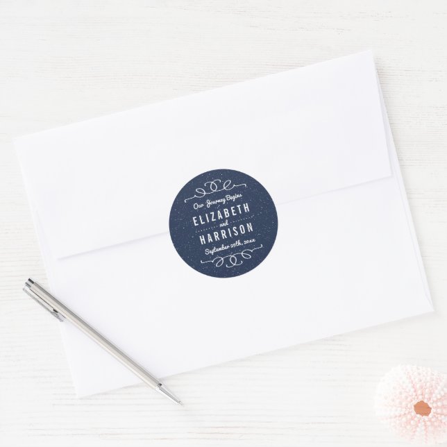 The Starry Night Wedding Collection - Favor Classic Round Sticker (Envelope)