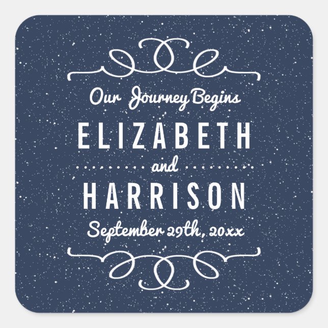 The Starry Night Wedding Collection - Favor Square Sticker (Front)