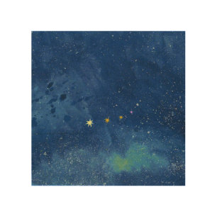 The starry sky illustration Wood Wall Art