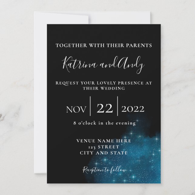 The Stars Aligned Wedding Invitation (Back)