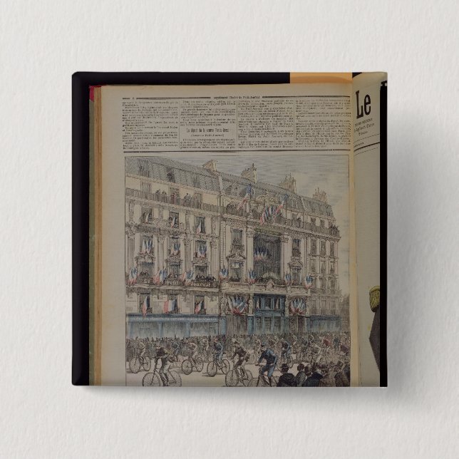 The start of the Paris-Brest bicycle race Pinback Button (Front)