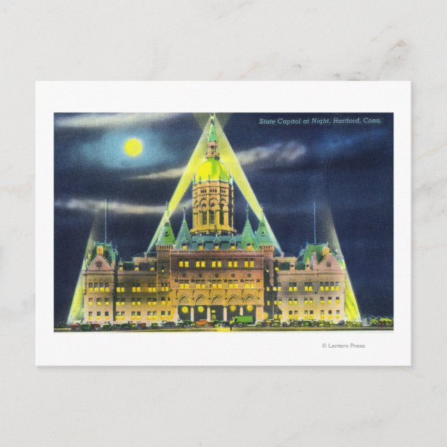 The State Capitol Building at Night Postcard (Front)