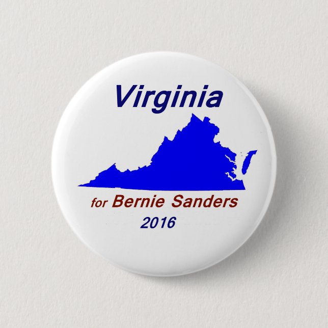 The State of Virginia for Bernie Sanders Pinback Button (Front)