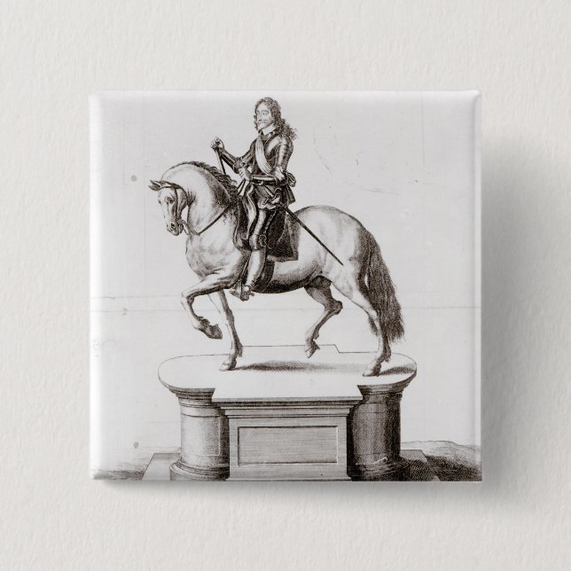 The statue of King Charles at Charing Cross Pinback Button (Front)
