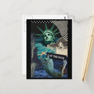 The Statue of Liberty Melts Surreal Eat the Rich Postcard