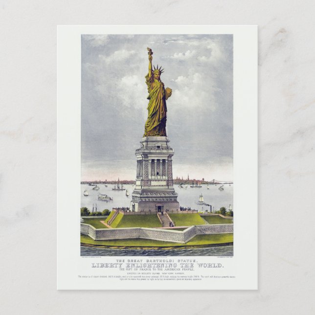 The Statue of Liberty, The Great Bartholdi Statue Postcard (Front)