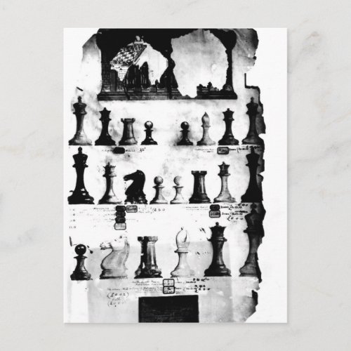 The Staunton Chessmen Patent Drawing Postcard