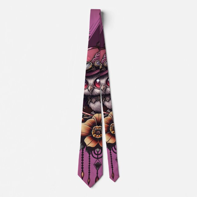 The Steampunk Owl: Guardian of Secrets.  Neck Tie (Front)