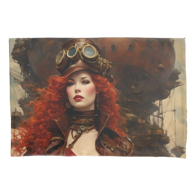The Steampunk Woman Pillow Case (Front)