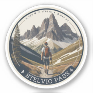 The Stelvio Pass mountain pass Italy Switzerland Sticker