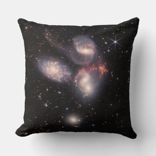 The Stephans Quintet Galaxies  JWST Throw Pillow