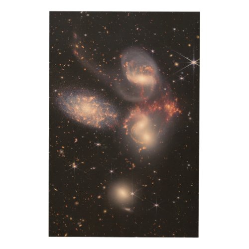 The Stephans Quintet Galaxies  JWST Wood Wall Art
