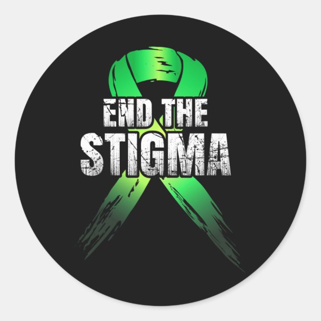 The Stigma - Mental Health Awareness Green Ribbon  Classic Round Sticker (Front)