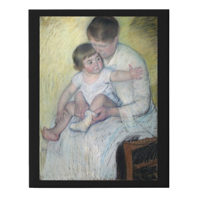 The Stocking, Mary Cassatt Faux Canvas Print (Front)
