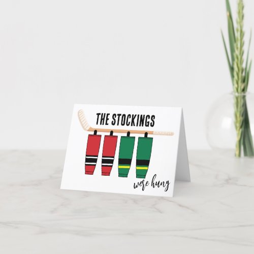 The Stockings Were Hung Hockey Socks Funny Holiday Card