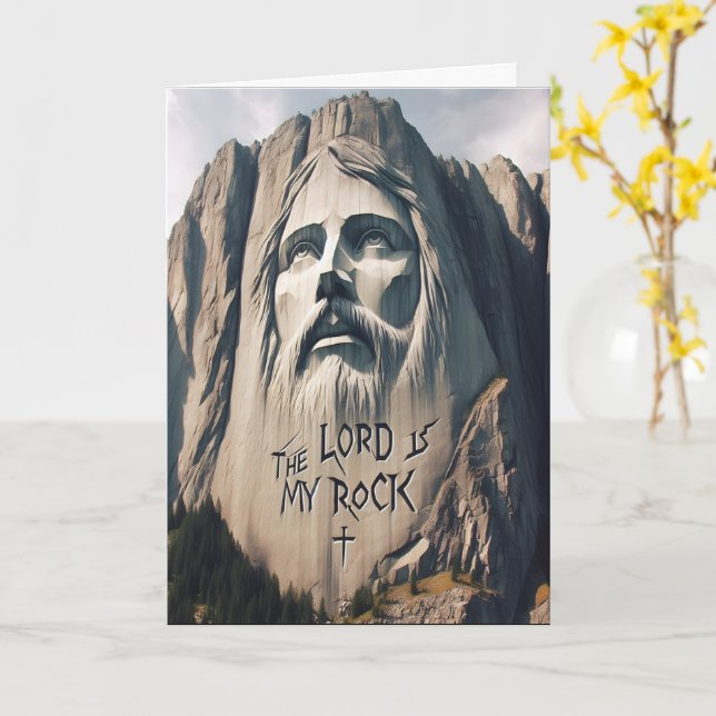 The Stone Carved Savior The Lord Is My Rock Card (Yellow Flower)