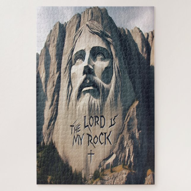The Stone Carved Savior The Lord Is My Rock Jigsaw Puzzle (Vertical)