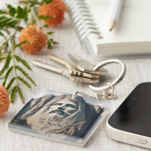 The Stone Carved Savior The Lord Is My Rock Keychain
