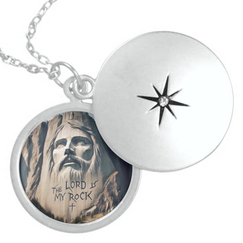 The Stone Carved Savior The Lord Is My Rock Locket Necklace