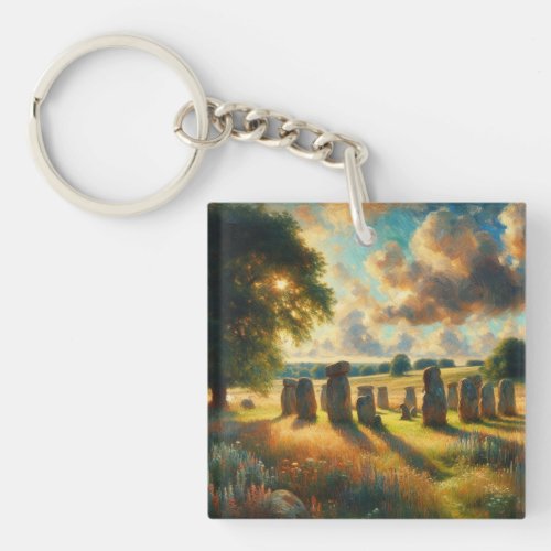 The Stone Circle _ Impressionist Art Keychain