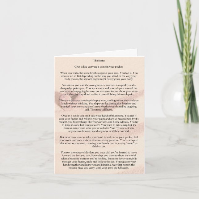 The Stone, grief and loss, sympathy card, heart Holiday Card (Front)