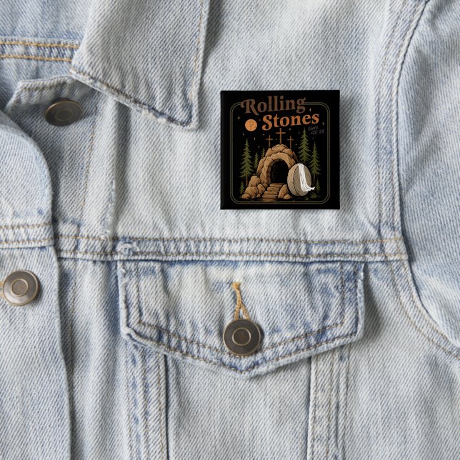 The Stone Was Rolled Away He Is Alive Easter Button (In Situ)