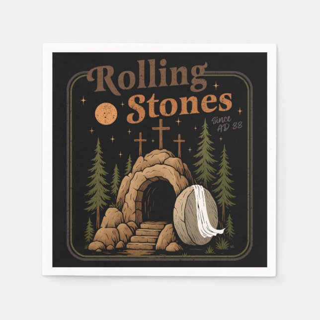 The Stone Was Rolled Away He Is Alive Easter Napkins (Front)