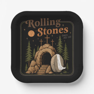 The Stone Was Rolled Away He Is Alive Easter Paper Plates
