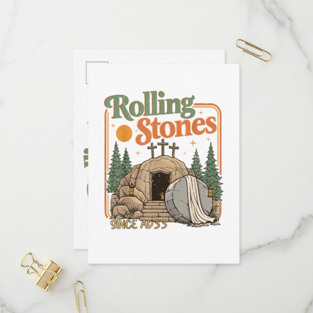 The Stone was Rolled Away He is Alive  Invitation Postcard (Front/Back In Situ)